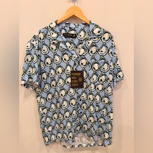 Nola Dawg Aloha Shirt Men’s Large Blue Oyster Print Button Front Rayon